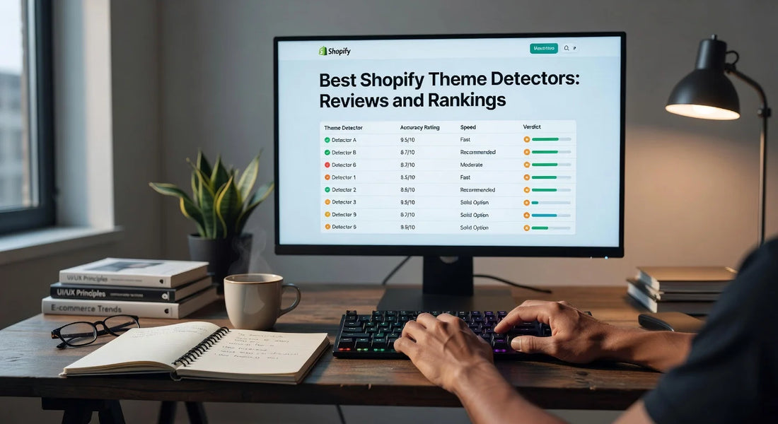 Professional header image for list-based article: Best Shopify Theme Detectors: Reviews and Rankings