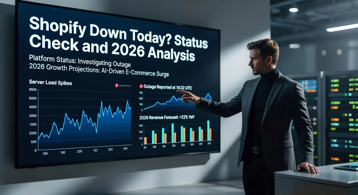 Professional header image for industry analysis: Shopify Down Today? Status Check and 2026 Analysis