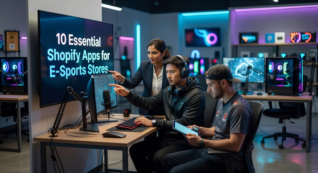 Professional header image for list-based article: 10 Essential Shopify Apps for E-Sports Stores